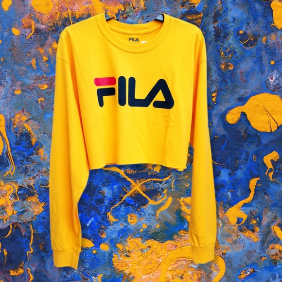 yellow fila crop top